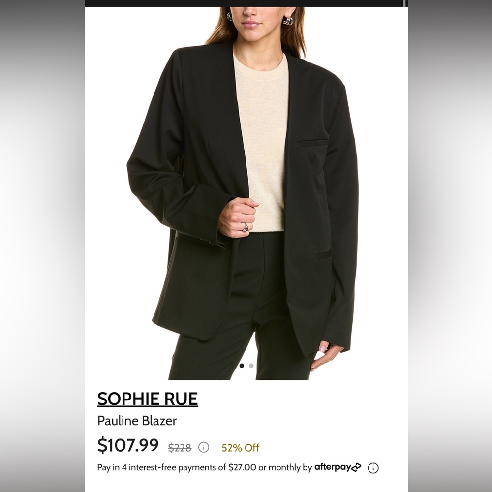 Sophie Rue Black Pauline Oversized Blazer Jacket Medium